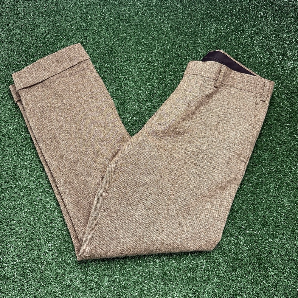 Spier & Mackay Men's Pleated Wool Brown Dress Pants Slim Trouser Size 33 Brown